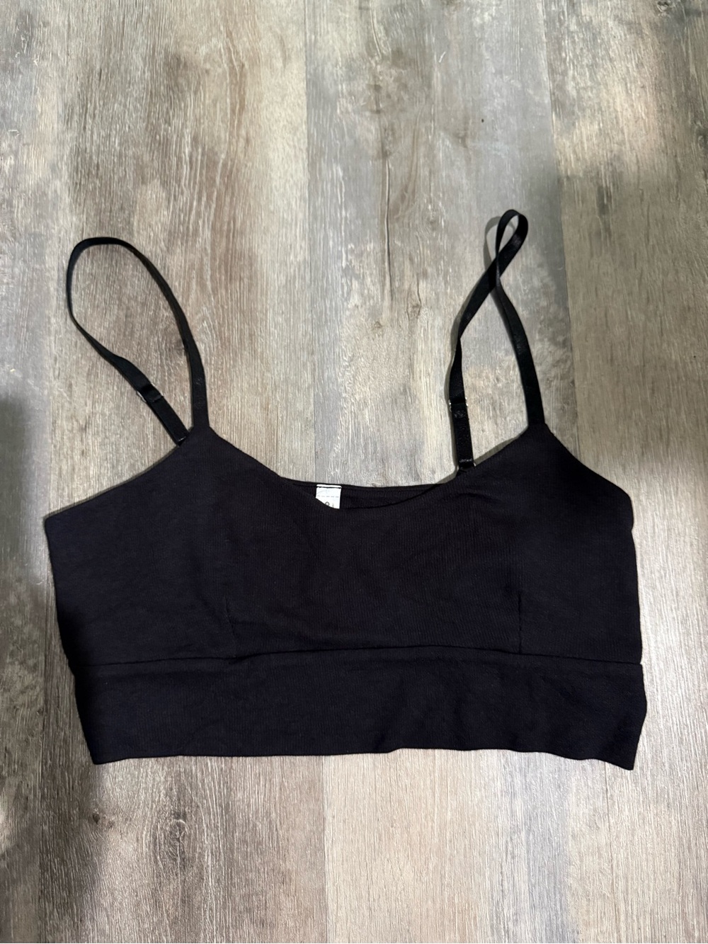 Athleta Black Seamless Cropped Bralette with Adjustable Straps